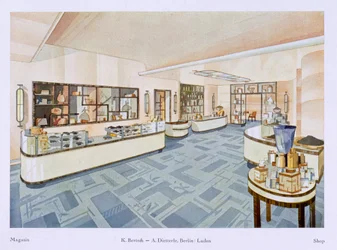 Perfume shop, illustration from Modern Interiors in Colour, 1929